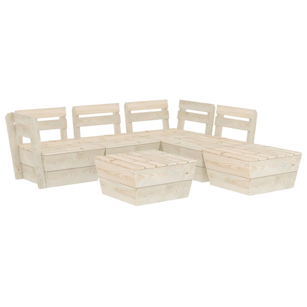 6-Delige Loungeset Pallet Geïmpregneerd Vurenhout 2x midden + 2x hoek + 2x Tafel