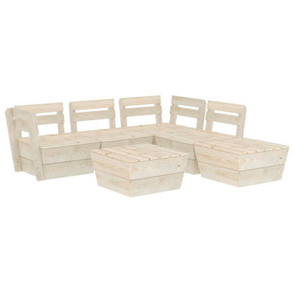 6-Delige Loungeset Pallet Geïmpregneerd Vurenhout 2x midden + 2x hoek + 2x Tafel