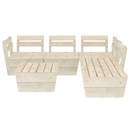 6-Delige Loungeset Pallet Geïmpregneerd Vurenhout 2x midden + 2x hoek + 2x Tafel