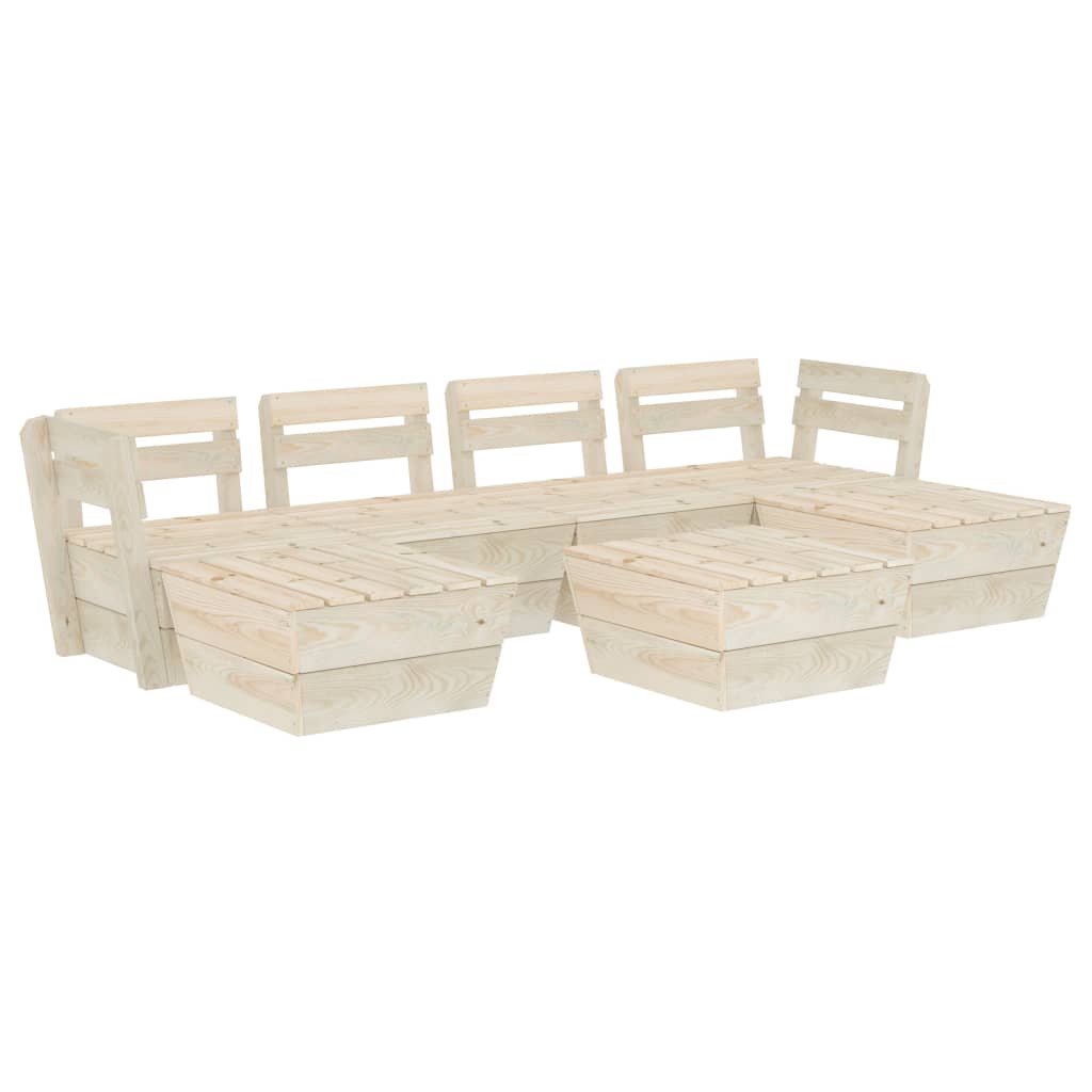 7-Delige Loungeset Pallet Geïmpregneerd Vurenhout 2x hoek + 2x midden + 3x Tafel