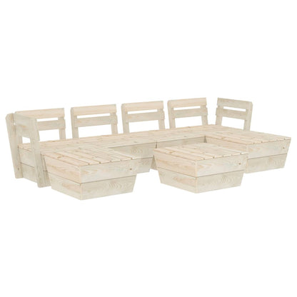 7-Delige Loungeset Pallet Geïmpregneerd Vurenhout 2x hoek + 2x midden + 3x Tafel