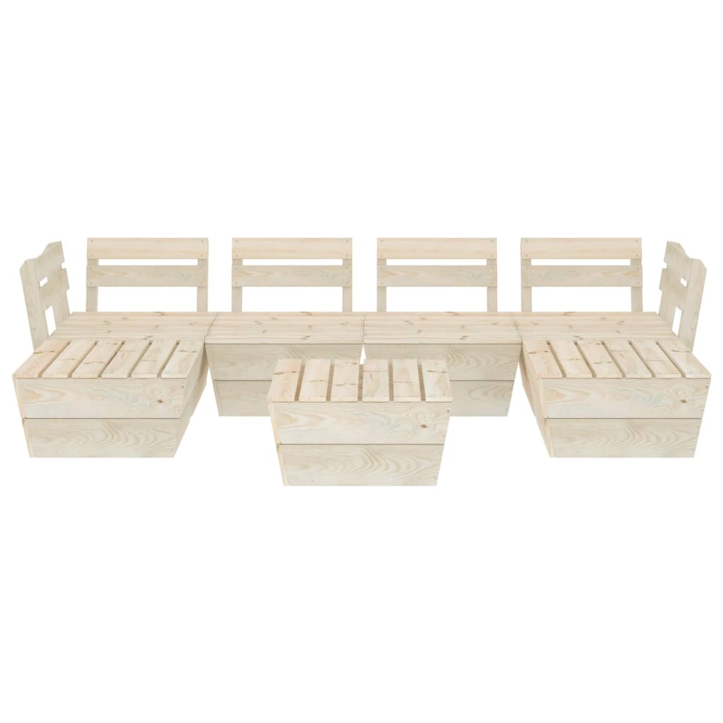 7-Delige Loungeset Pallet Geïmpregneerd Vurenhout 2x hoek + 2x midden + 3x Tafel