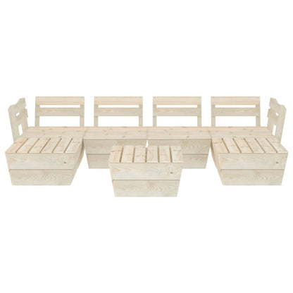 7-Delige Loungeset Pallet Geïmpregneerd Vurenhout 2x hoek + 2x midden + 3x Tafel