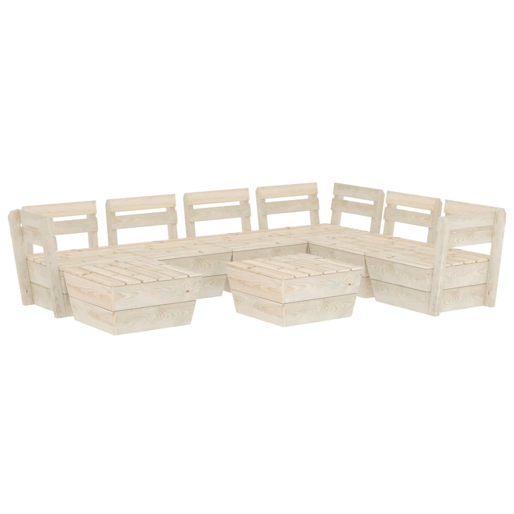 8-Delige Loungeset Pallet Geïmpregneerd Vurenhout 3x midden + 3x hoek + 2x Tafel
