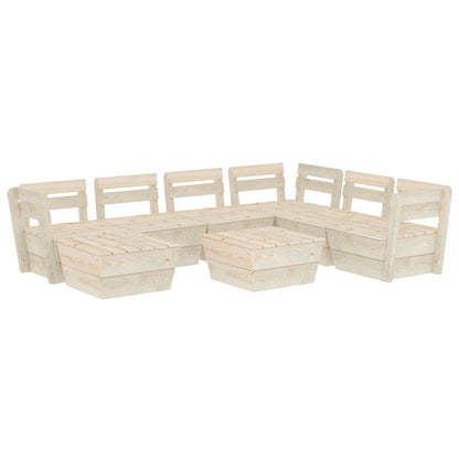 8-Delige Loungeset Pallet Geïmpregneerd Vurenhout 3x midden + 3x hoek + 2x Tafel