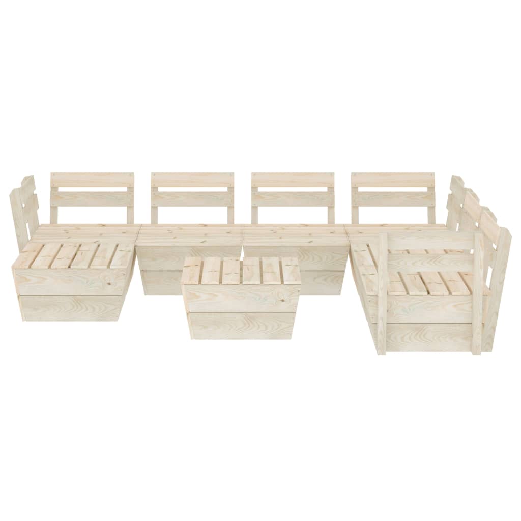 8-Delige Loungeset Pallet Geïmpregneerd Vurenhout 3x midden + 3x hoek + 2x Tafel