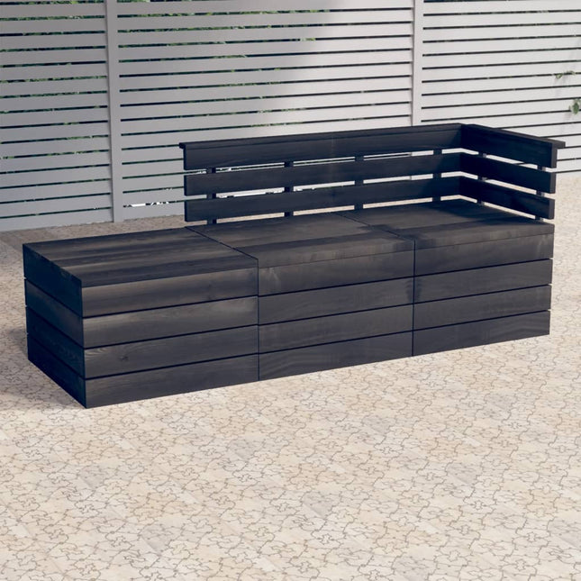 -Delige Loungeset Pallet Massief Grenenhout Donkergrijs Bruin