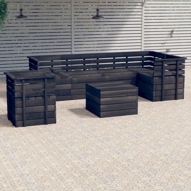 -Delige Loungeset Pallet Massief Grenenhout Donkergrijs Bruin