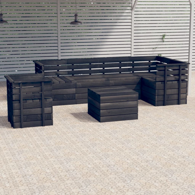 -Delige Loungeset Pallet Massief Grenenhout Donkergrijs Bruin