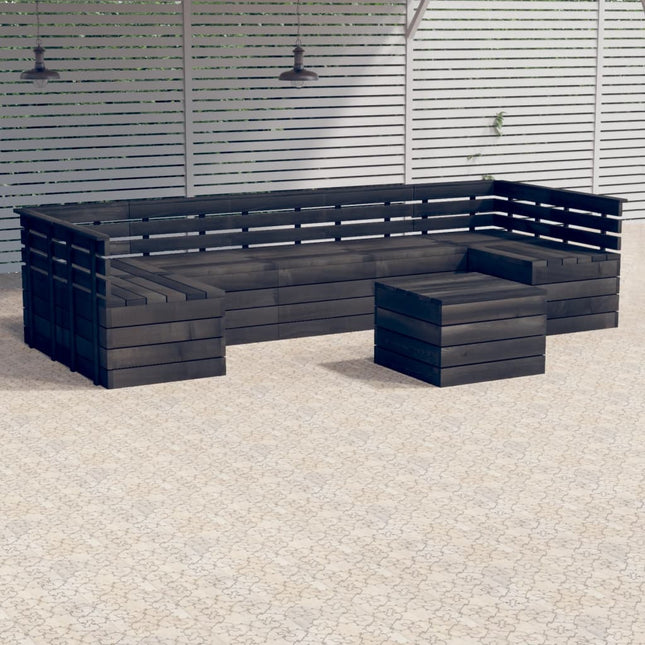 -Delige Loungeset Pallet Massief Grenenhout Donkergrijs Bruin