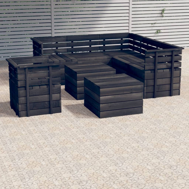 -Delige Loungeset Pallet Massief Grenenhout Donkergrijs Bruin