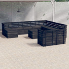 -Delige Loungeset Pallet Massief Grenenhout Donkergrijs Bruin