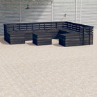 -Delige Loungeset Pallet Massief Grenenhout Donkergrijs Bruin