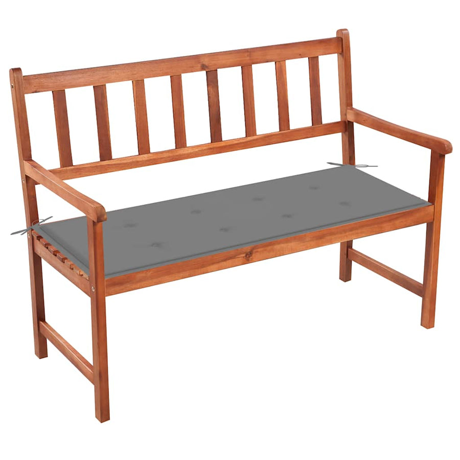 Tuinbank Met Kussen 120 Cm Massief Acaciahout Grijs 120 x 50 x 4 cm