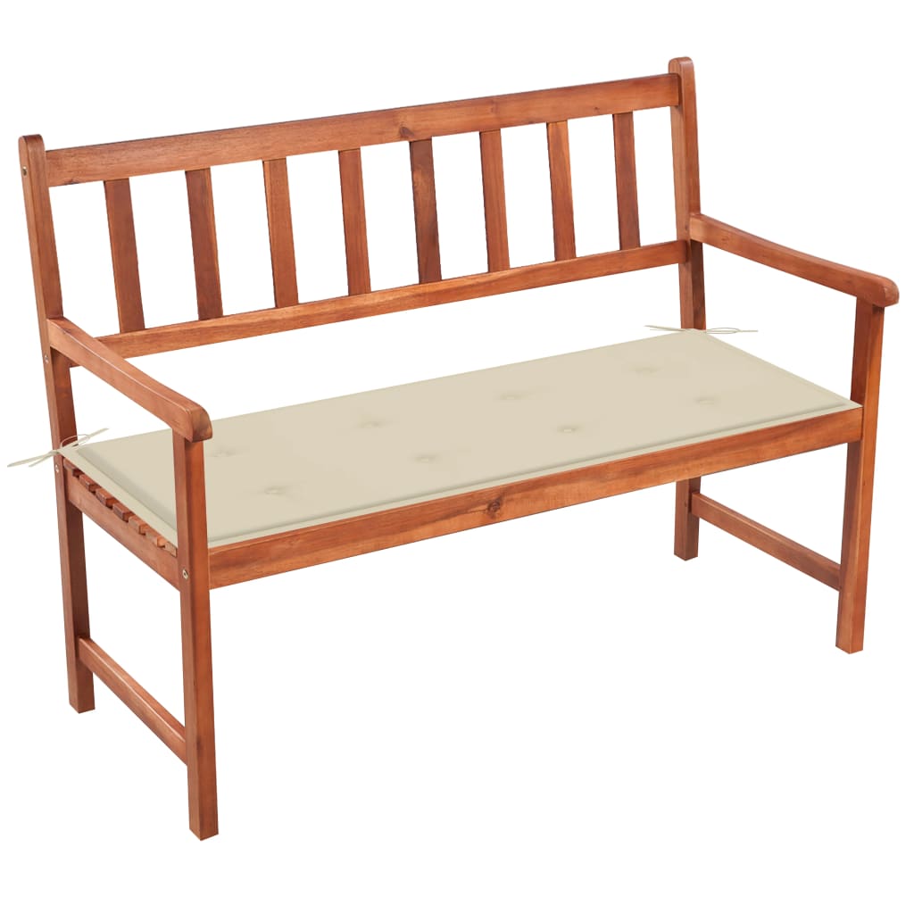 Tuinbank Met Kussen 120 Cm Massief Acaciahout 120 x 50 x 4 cm Crème