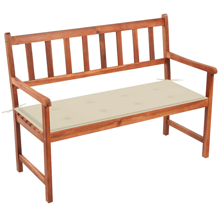 Tuinbank Met Kussen 120 Cm Massief Acaciahout 120 x 50 x 4 cm Crème