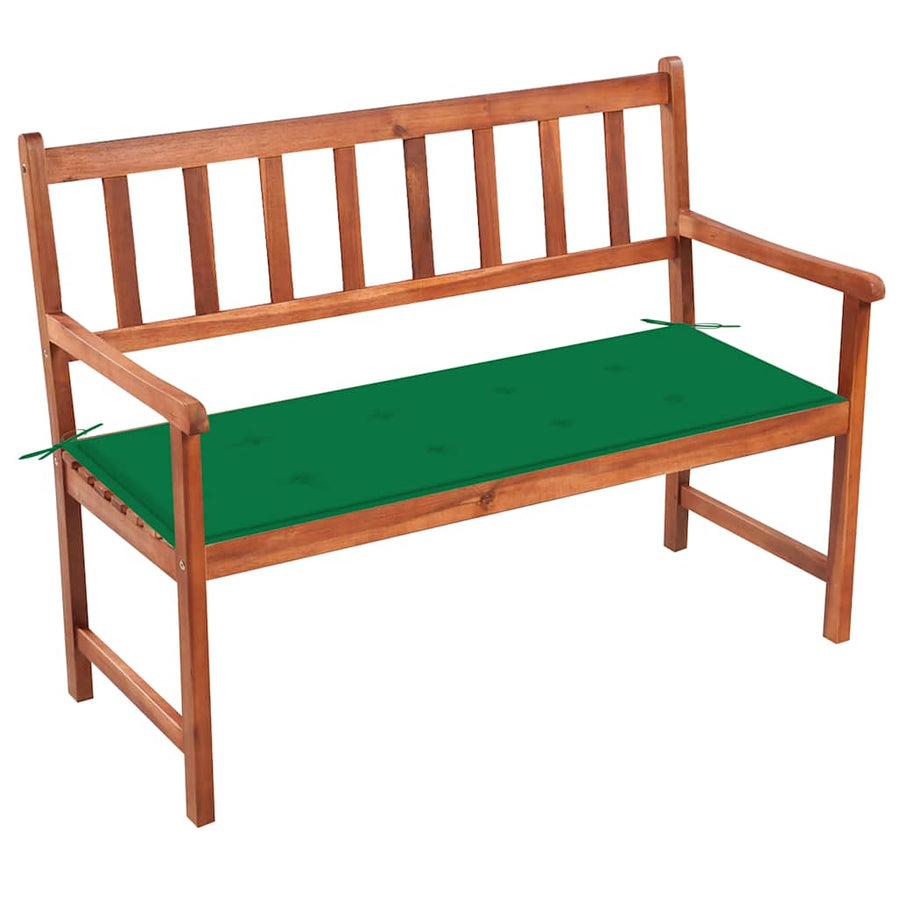 Tuinbank Met Kussen 120 Cm Massief Acaciahout Groen 120 x 50 x 4 cm