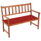 Tuinbank 120 cm massief acaciahout rood kussen