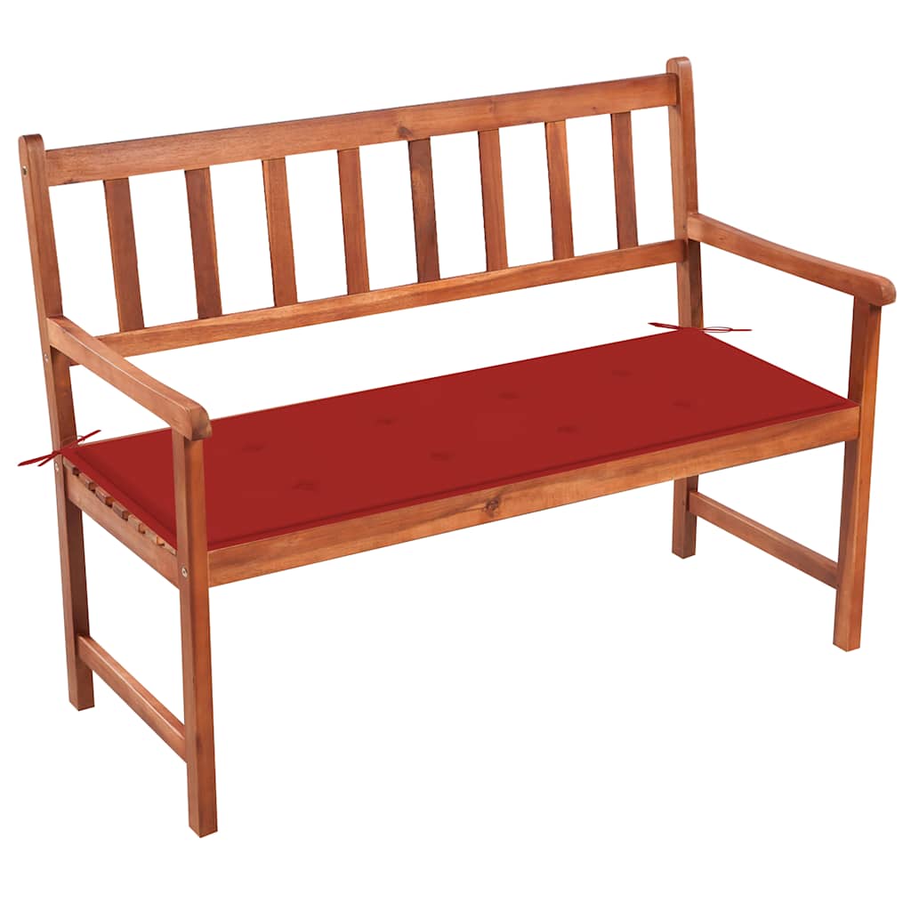 Tuinbank Met Kussen 120 Cm Massief Acaciahout Rood 120 x 50 x 3 cm