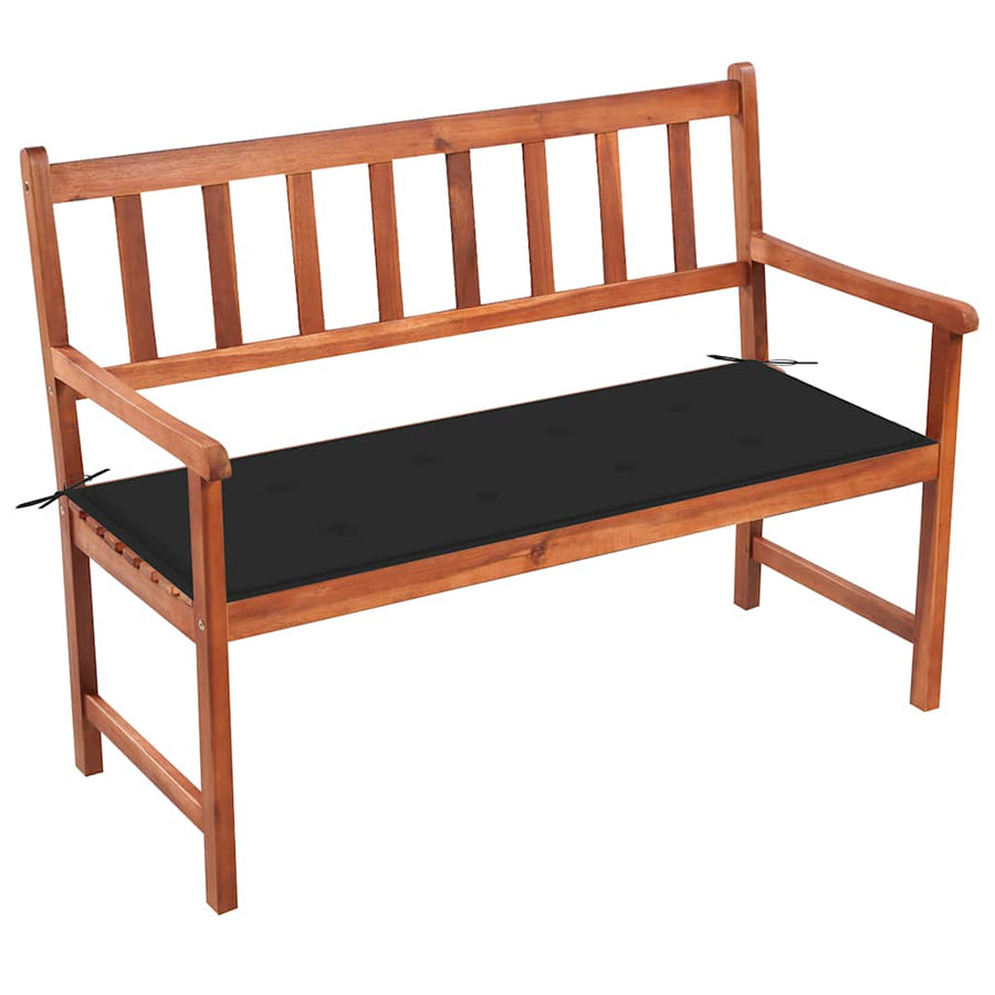 Tuinbank Met Kussen 120 Cm Massief Acaciahout 120 x 50 x 4 cm Zwart