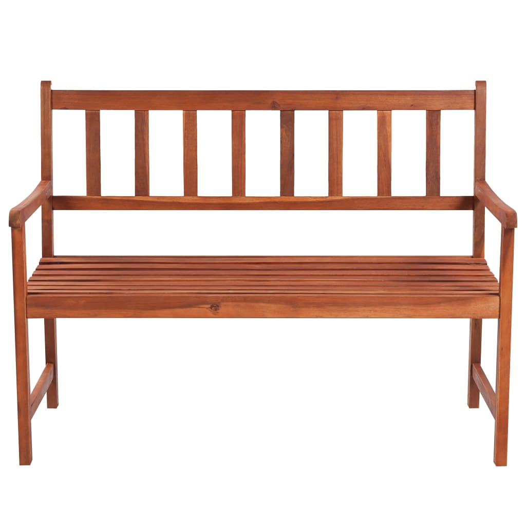 Tuinbank Met Kussen 120 Cm Massief Acaciahout Rood ruitpatroon