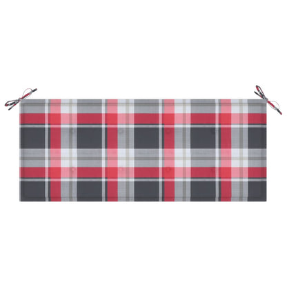 Tuinbank Met Kussen 120 Cm Massief Acaciahout Rood ruitpatroon