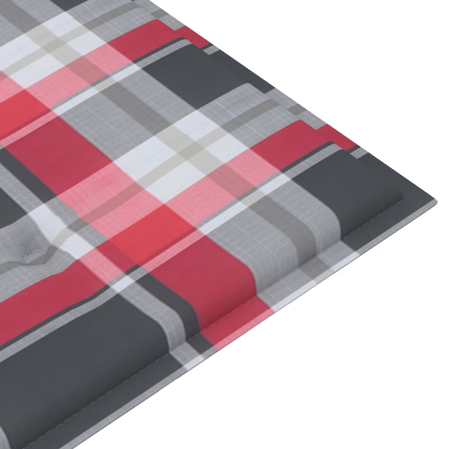Tuinbank Met Kussen 120 Cm Massief Acaciahout Rood ruitpatroon