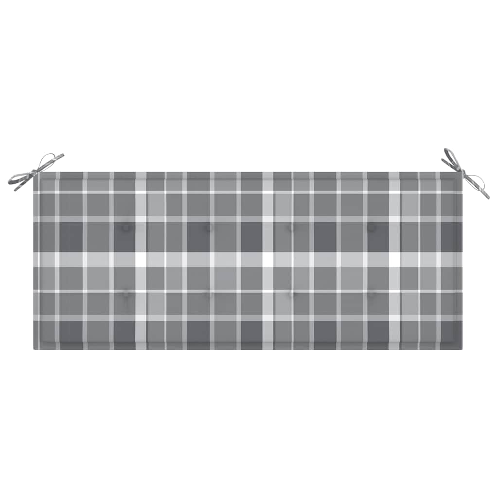 Tuinbank Met Kussen 120 Cm Massief Acaciahout 120 x 50 x 4 cm Grijs ruitpatroon