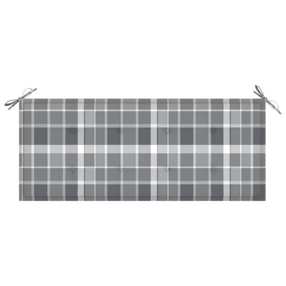 Tuinbank Met Kussen 120 Cm Massief Acaciahout 120 x 50 x 4 cm Grijs ruitpatroon