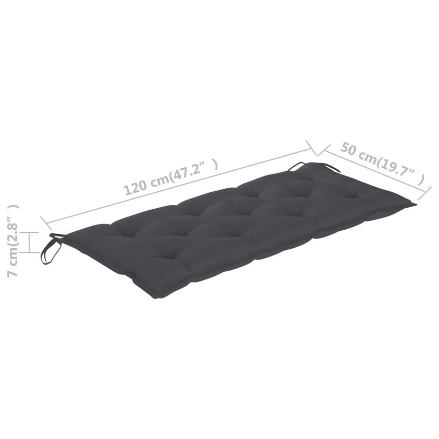 Tuinbank Met Kussen 120 Cm Massief Acaciahout 120 x 50 x 7 cm Antraciet