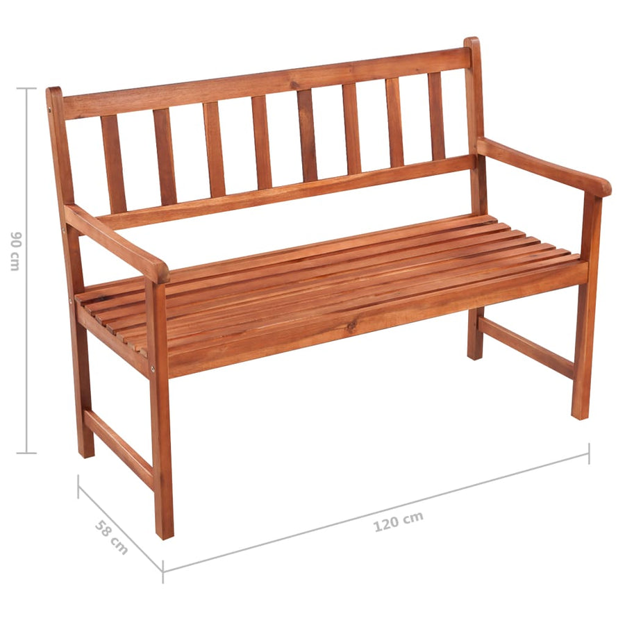 Tuinbank Met Kussen 120 Cm Massief Acaciahout 120 x 50 x 7 cm Grijs
