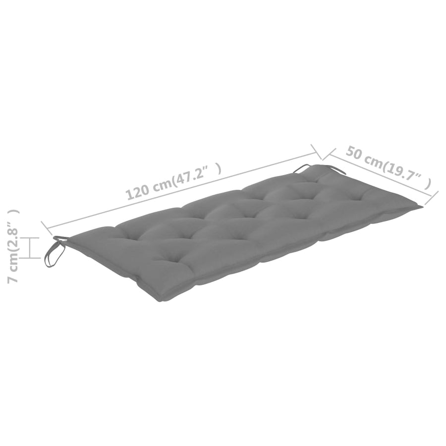 Tuinbank Met Kussen 120 Cm Massief Acaciahout 120 x 50 x 7 cm Grijs