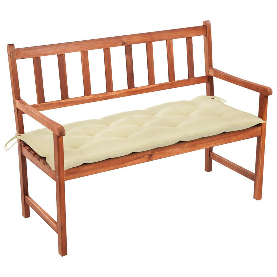 Tuinbank Met Kussen 120 Cm Massief Acaciahout 120 x 50 x 7 cm Crème