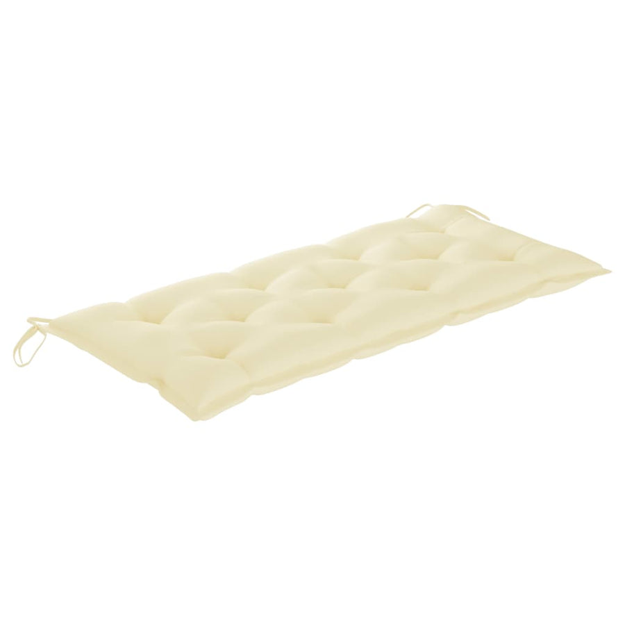 Tuinbank Met Kussen 120 Cm Massief Acaciahout 120 x 50 x 7 cm Crème