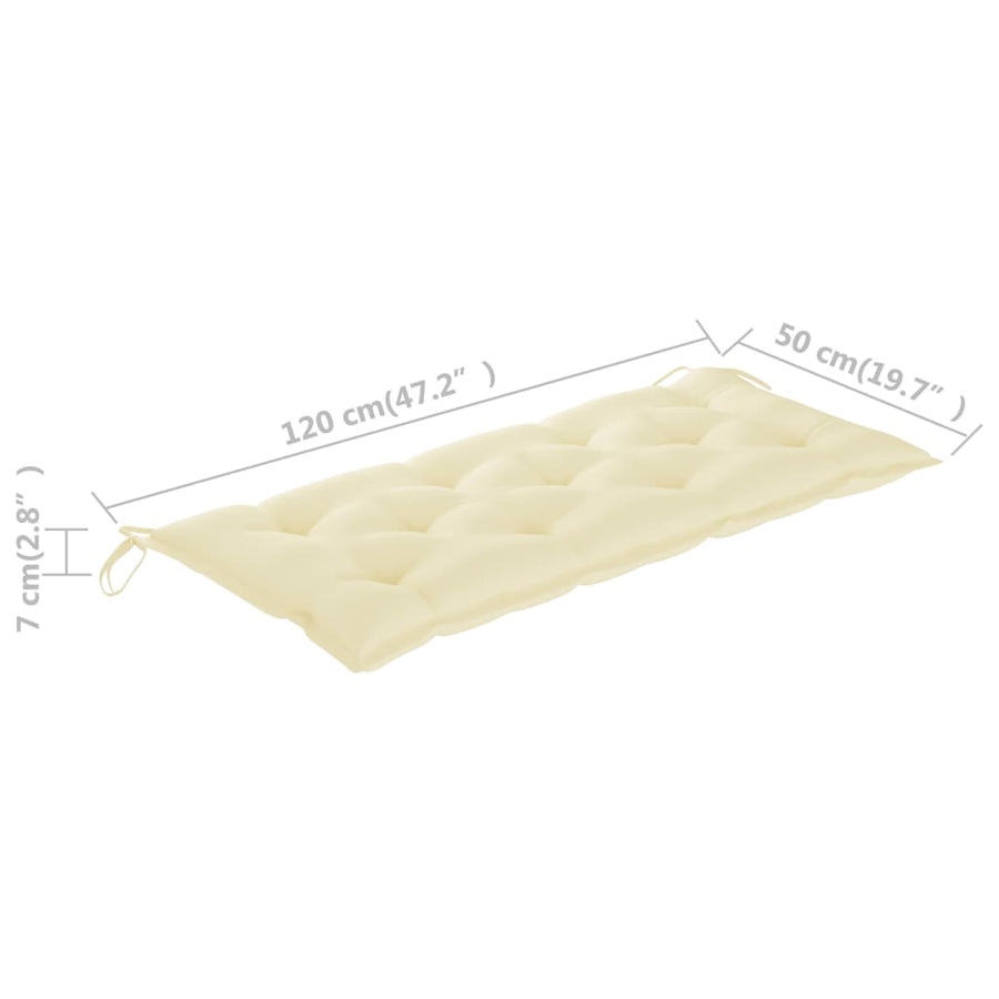 Tuinbank Met Kussen 120 Cm Massief Acaciahout 120 x 50 x 7 cm Crème