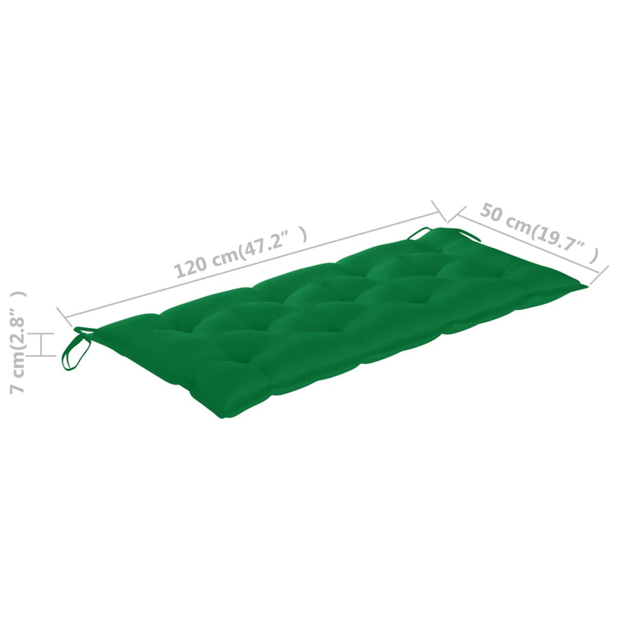 Tuinbank Met Kussen 120 Cm Massief Acaciahout 120 x 50 x 7 cm Groen