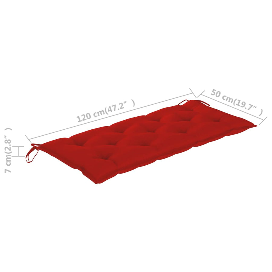 Tuinbank Met Kussen 120 Cm Massief Acaciahout 120 x 50 x 7 cm Rood