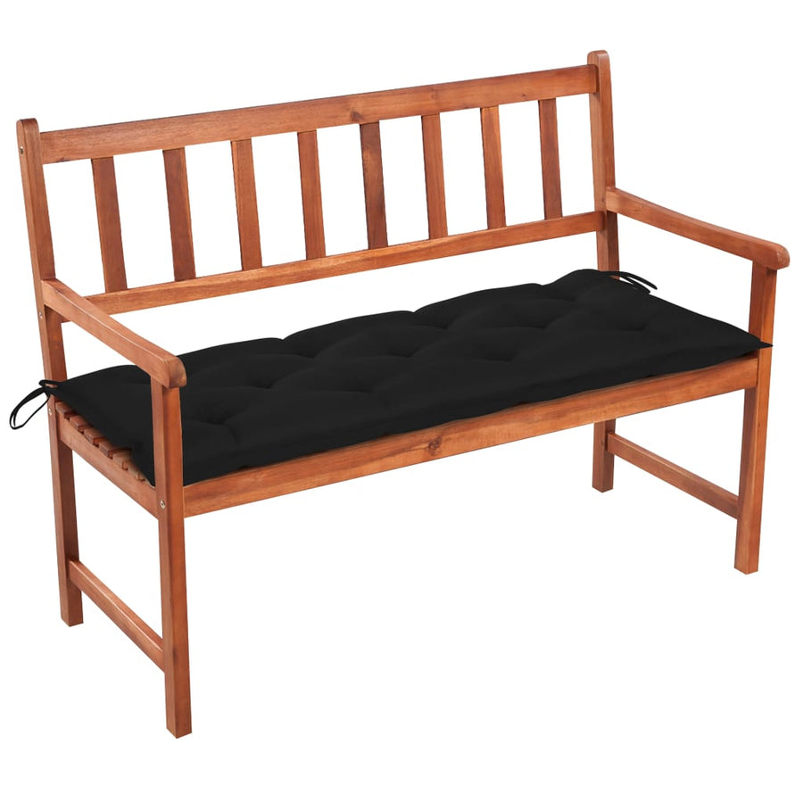Tuinbank Met Kussen 120 Cm Massief Acaciahout 120 x 50 x 7 cm Zwart