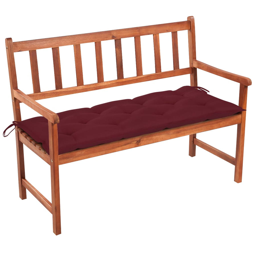 Tuinbank Met Kussen 120 Cm Massief Acaciahout 120 x 50 x 7 cm Wijnrood
