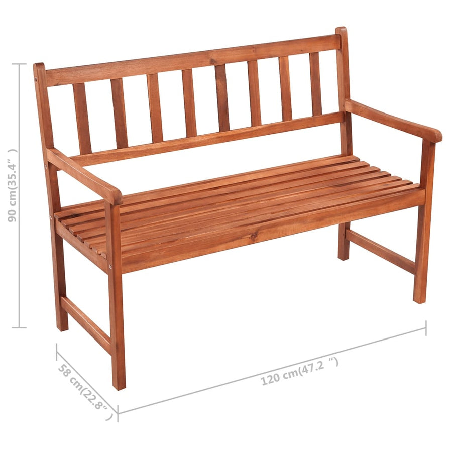Tuinbank Met Kussen 120 Cm Massief Acaciahout 120 x 50 x 7 cm Wijnrood