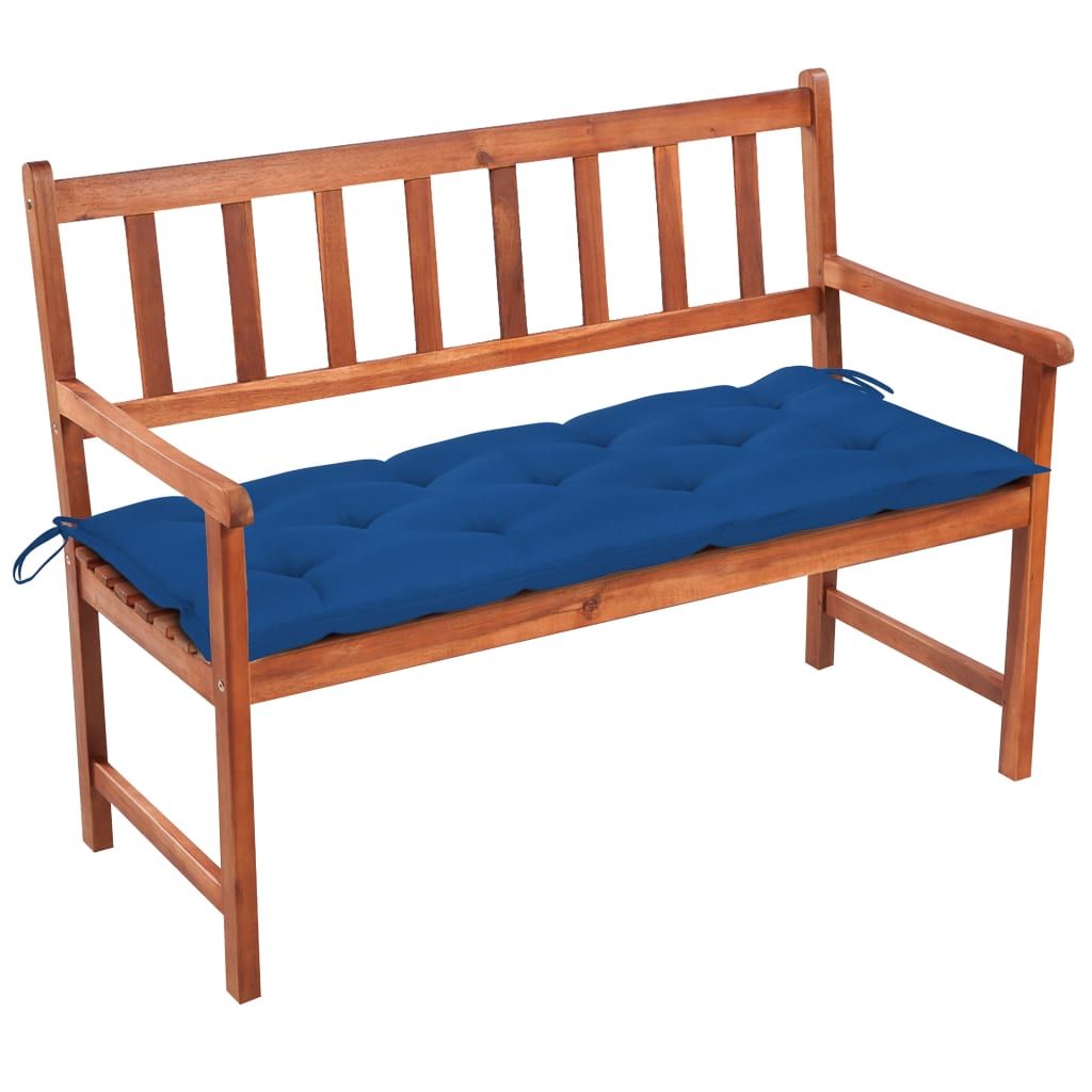Tuinbank Met Kussen 120 Cm Massief Acaciahout 120 x 50 x 7 cm Blauw