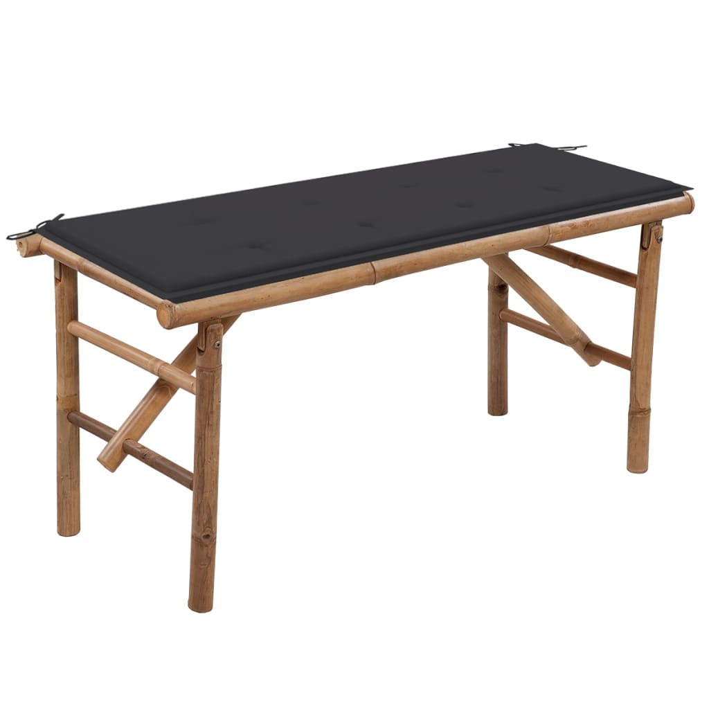 Tuinbank Inklapbaar Met Kussen 8 Cm Bamboe 120 x 50 x 4 cm Antraciet
