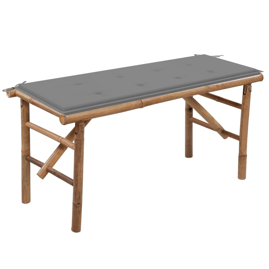 Tuinbank Inklapbaar Met Kussen 8 Cm Bamboe 120 x 50 x 3 cm Grijs
