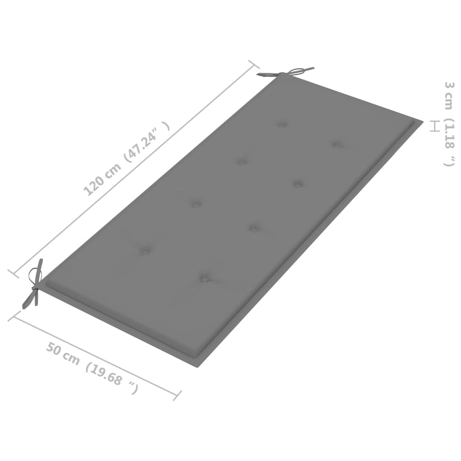 Tuinbank Inklapbaar Met Kussen 8 Cm Bamboe 120 x 50 x 3 cm Grijs