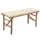 Foldable garden bench with cushion 118 cm bamboo