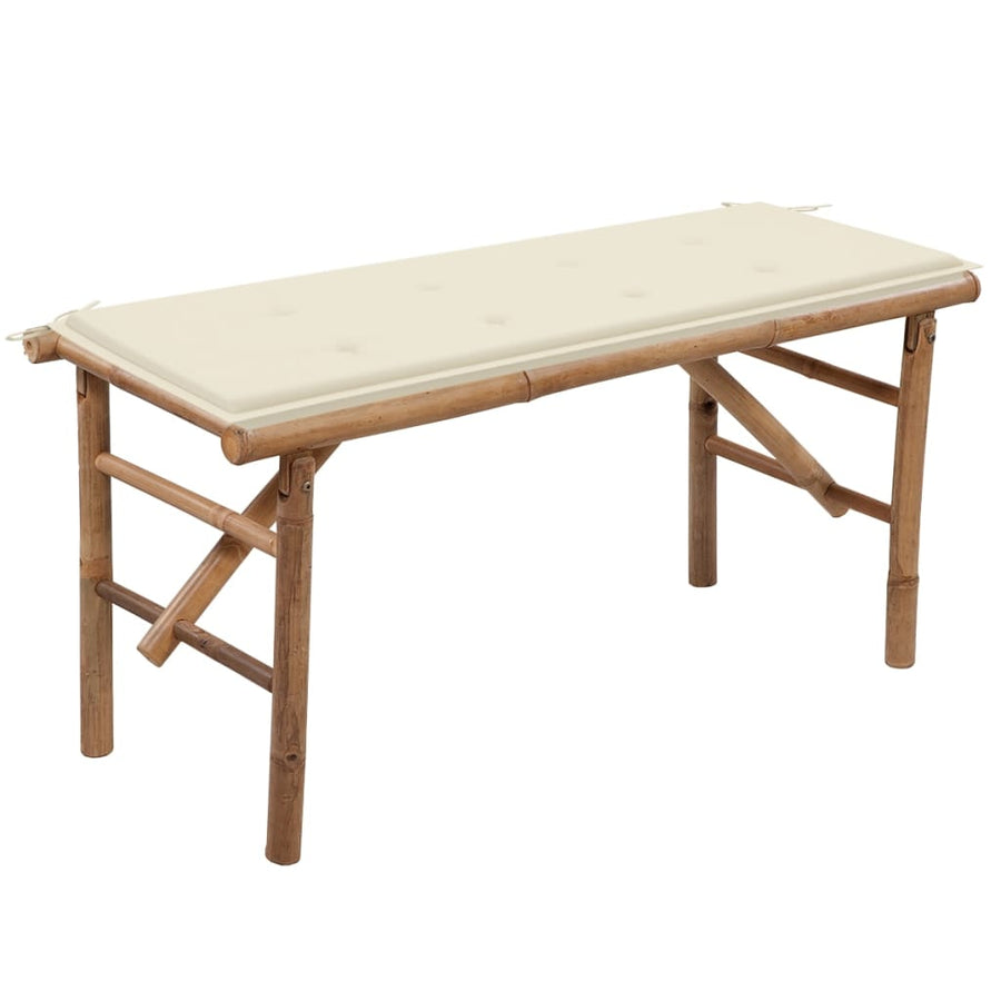 Tuinbank Inklapbaar Met Kussen 8 Cm Bamboe 120 x 50 x 4 cm Crème