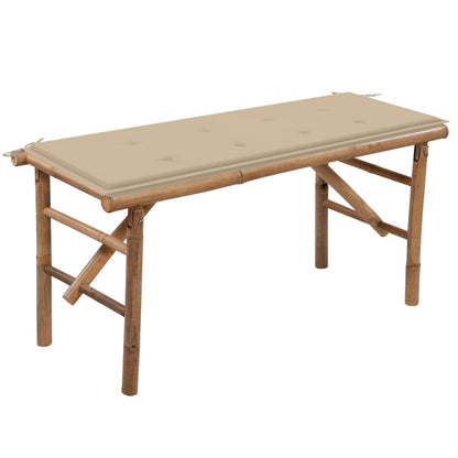 Tuinbank Inklapbaar Met Kussen 8 Cm Bamboe 120 x 50 x 4 cm Beige