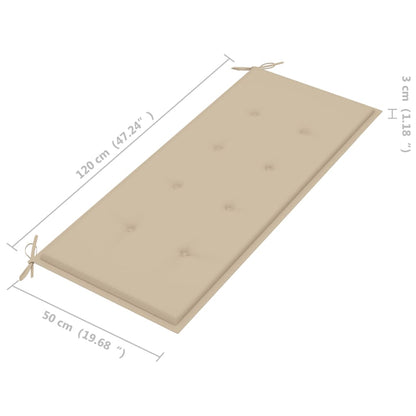 Tuinbank Inklapbaar Met Kussen 8 Cm Bamboe 120 x 50 x 4 cm Beige