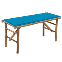 Tuinbank Inklapbaar Met Kussen 8 Cm Bamboe 120 x 50 x 4 cm Blauw