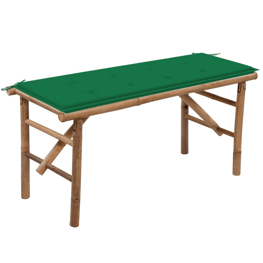 Tuinbank Inklapbaar Met Kussen 8 Cm Bamboe 120 x 50 x 4 cm Groen